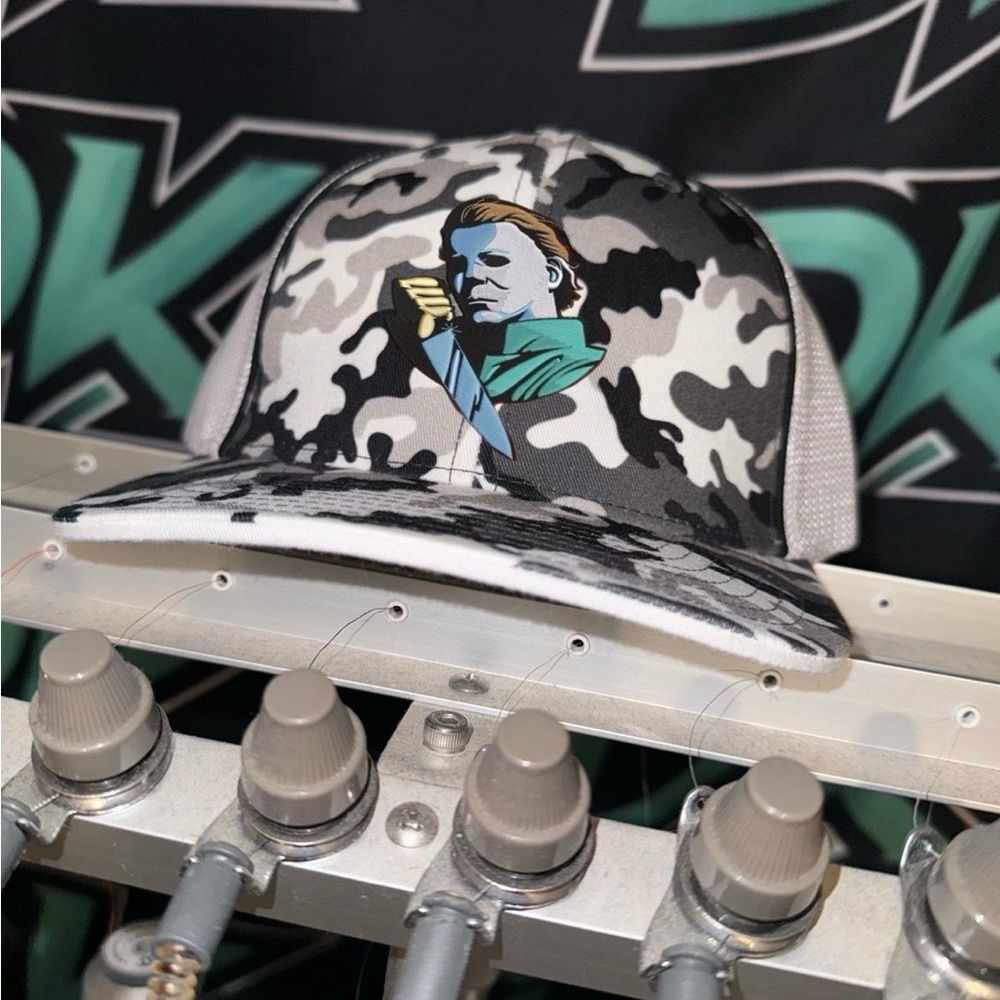 Michael Myers camo trucker hat
